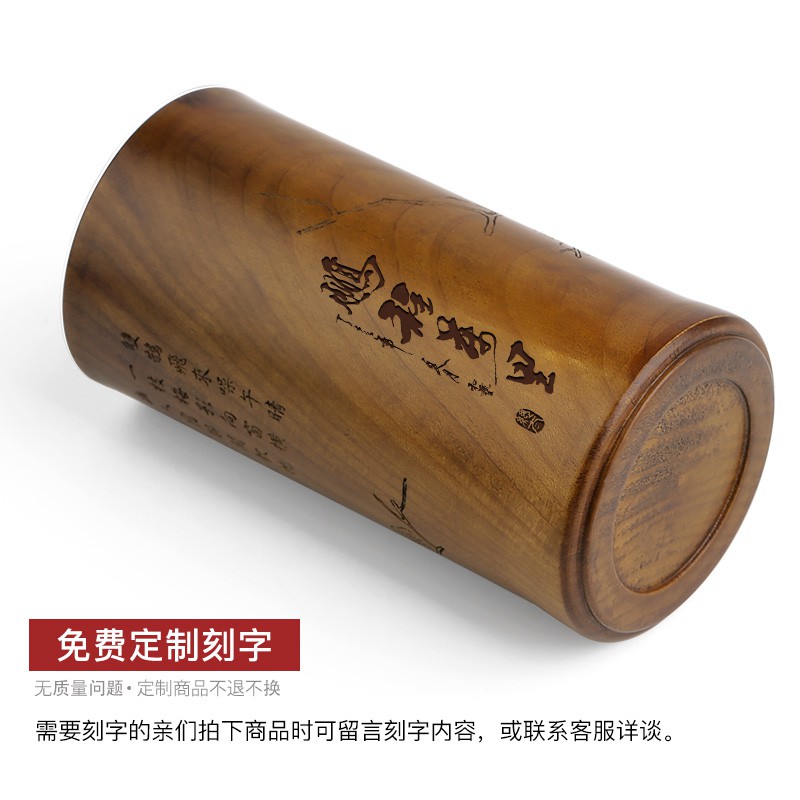 个性创意楠木竹节笔筒 多功能文房毛笔笔筒 复古实木质办公室笔桶 定制logo刻字 原木制桌面简约收纳盒V 三维工匠高清大图