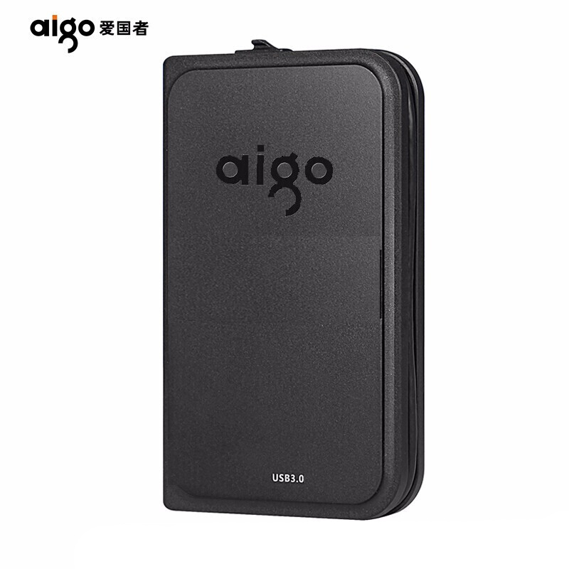 爱国者（aigo）USB3.0 移动硬盘 HD806 黑色 机线一体 抗震防摔 1TB