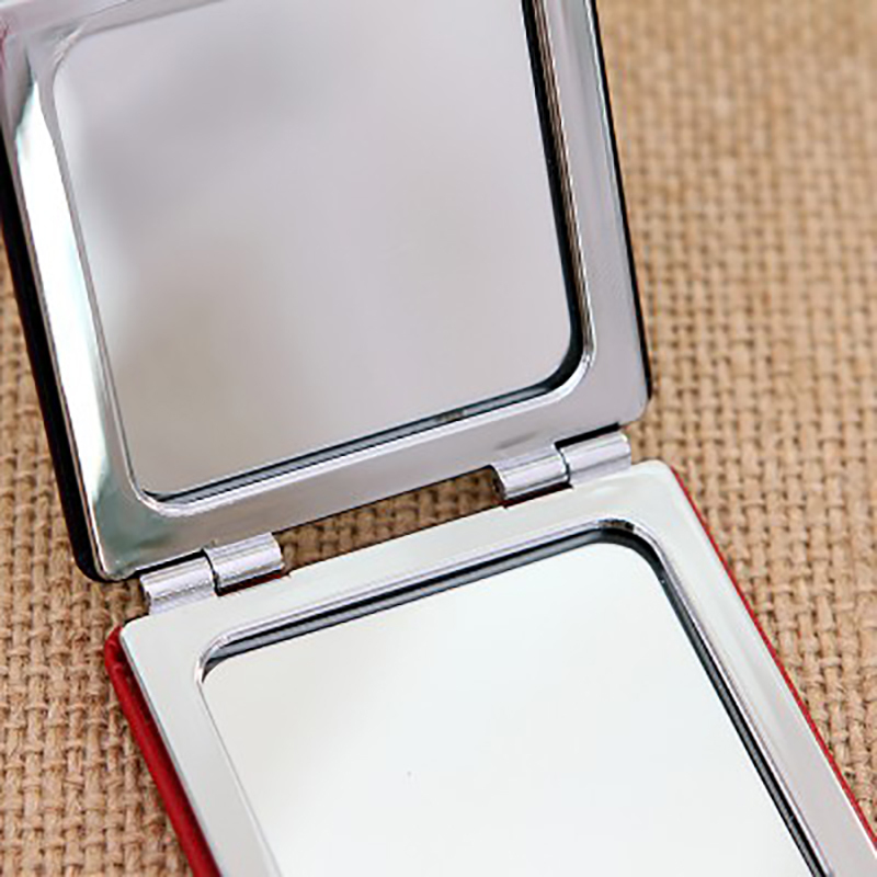 加拿大创意翻盖便携小镜子随身镜化妆镜迷你方形双面闪黑色折叠镜子