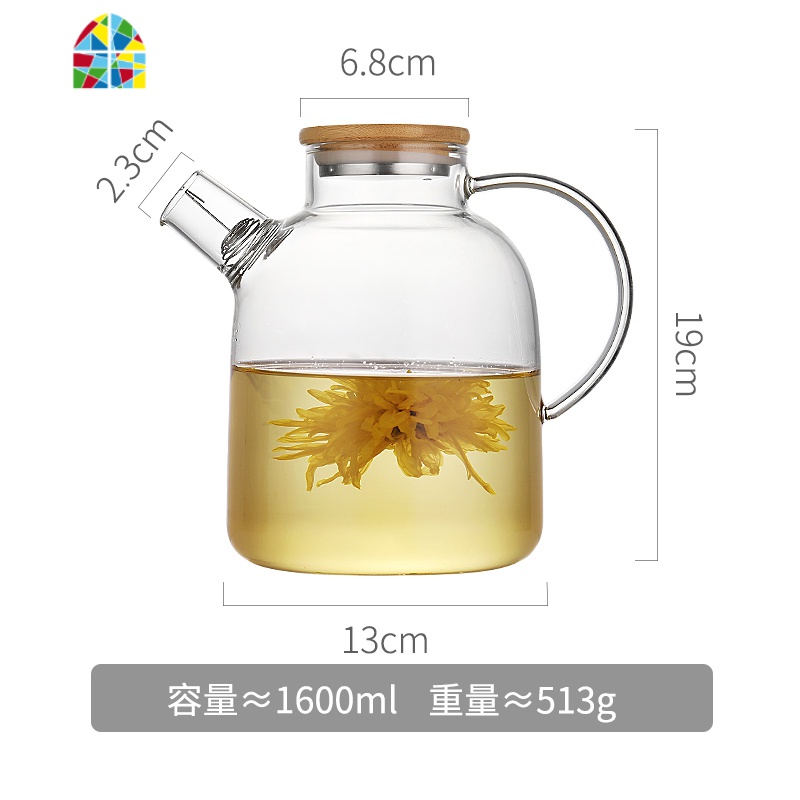 日式锤纹玻璃冷水壶耐热防爆凉水杯家用可高温凉白开水壶水具套装 FENGHOU 1.6L单壶凉水壶高清大图