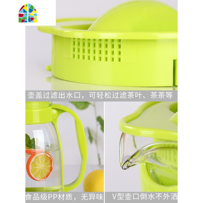 冷水壶大容量玻璃可高温凉白开水杯茶壶套装家用果汁壶防爆凉水壶 FENGHOU 桔色(2000ML)
