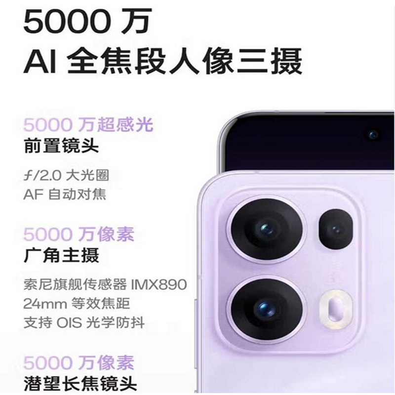 OPPO Reno13 Pro 蝴蝶紫 16GB+512GB 天玑8350芯 80W超级闪充 50W无线充电 0IS光学防抖 5G手机