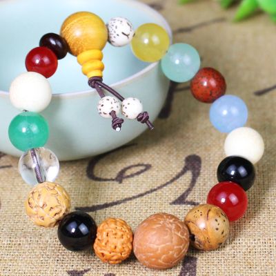 十八籽菩提手串国潮森系复古风佛珠念珠十八子手链男女情侣手饰品送女朋友老婆情人节七夕生日礼物 青春款-星月菩提