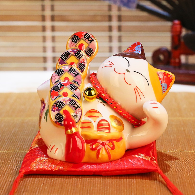 猫小摆件 迷你小号创意陶瓷储蓄罐家居店铺开业礼品 三维工匠 4寸千万两猫高清大图