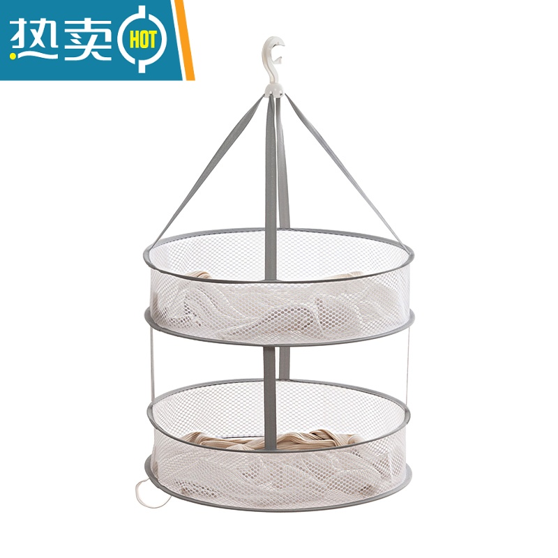 敬平晒衣篮晒衣服器晾晒网网兜毛衣袜子专用晾衣架平铺凉衣的晾衣网 灰色小号单层高清大图