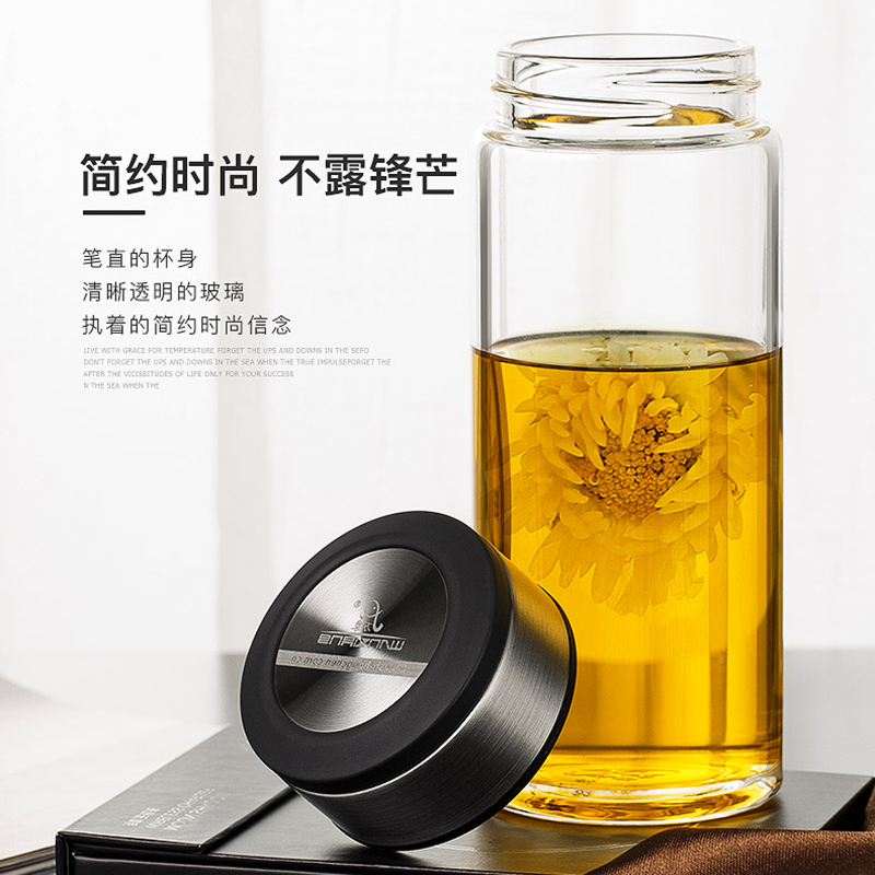 万象玻璃杯水晶单层水杯大容量泡茶杯便携家用办公杯子
