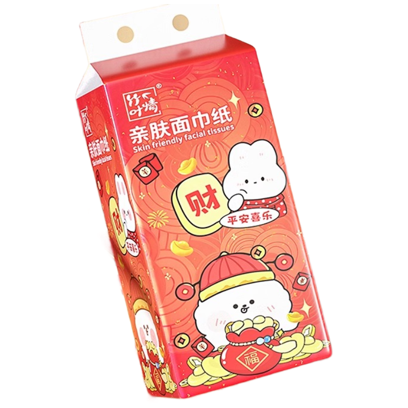 蓝漂竹叶情本色挂式抽纸3提袋装ZYQ-55663