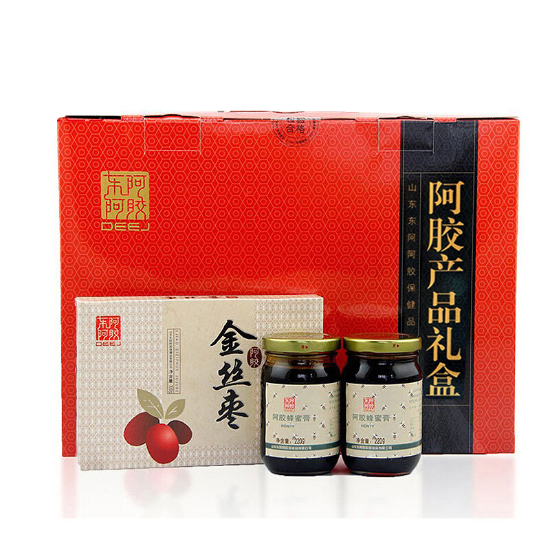 [加赠360g金丝枣]东阿阿胶 阿胶系列产品礼盒阿胶蜂蜜膏220g*4+阿胶金丝枣100g*2 送人大礼包