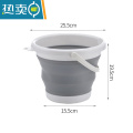 敬平折叠水桶带盖车载洗车用便携式旅行户外钓鱼家用大容量储水折叠桶 小号5L无盖【灰色】送挂钩1个