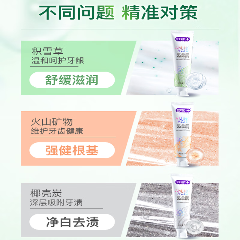 舒客氨基酸牙膏滋养牙龈净白清新口气 3支共420g口味随机发货高清大图