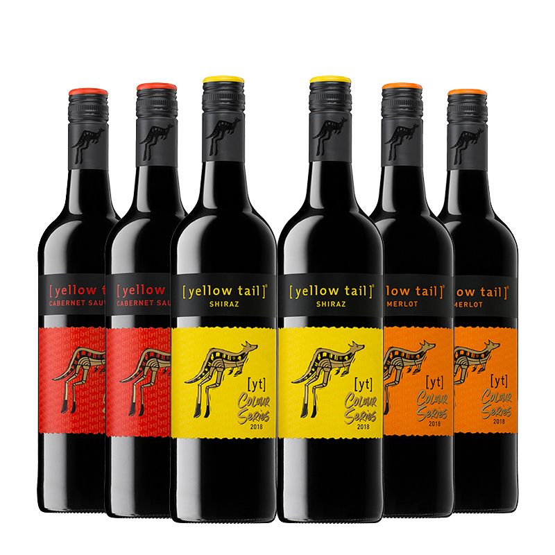 40 评价yellow tail/黄尾袋鼠红白葡萄酒西拉红酒混合装750ml*6支装