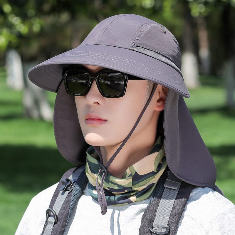 盛世尼曼防晒帽子男士钓鱼帽遮阳帽夏季大檐披肩渔夫帽太阳帽护脖骑车