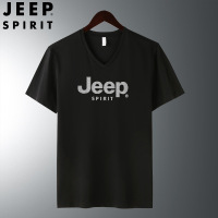 JEEP SPIRIT男夏季短袖T恤V领男休闲上衣透气汗衫大码打底衫