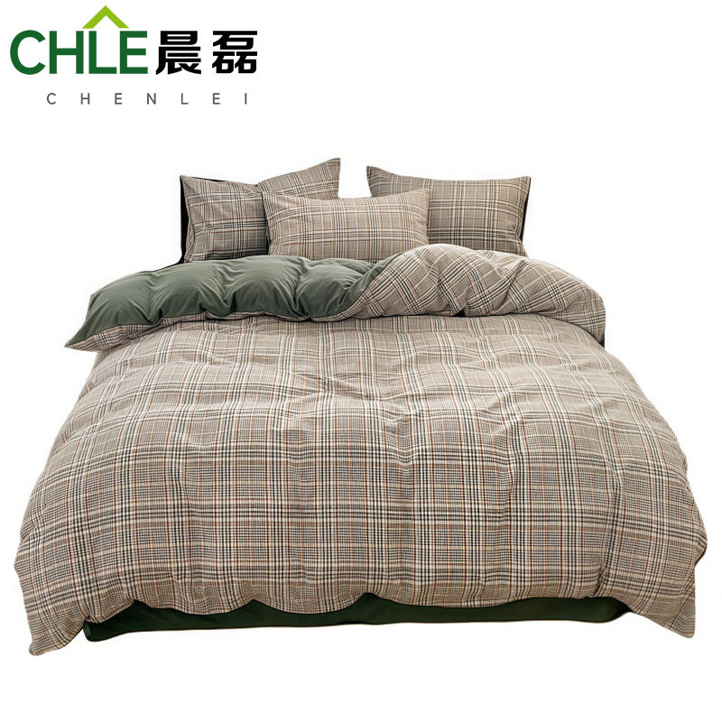 晨磊 床上四件套 180*220cm(桑葚格) 套高清大图