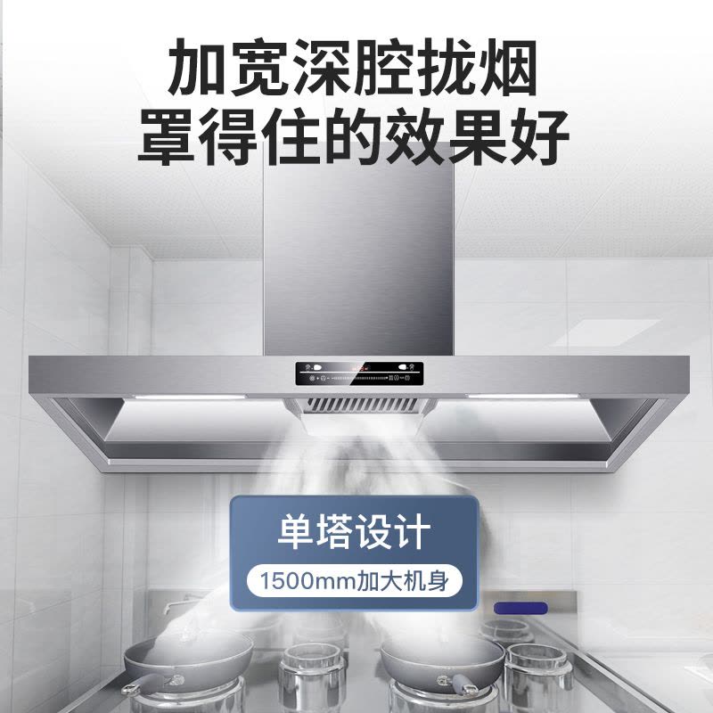 欢呼好太太 35m3/min抽油烟机顶吸式触控式大功率商用欧式排烟罩饭店土灶饭堂餐厅抽烟机 1.5米单电机烟机A15图片