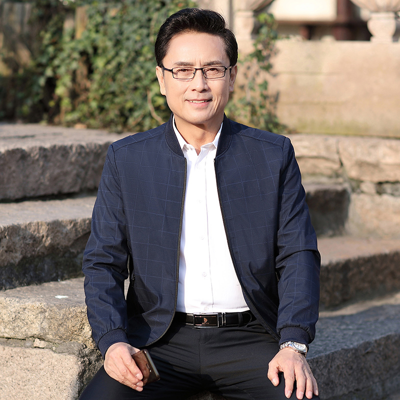newlake2019新款爸爸秋装外套中老年人春秋季夹克男40中年男士50岁外