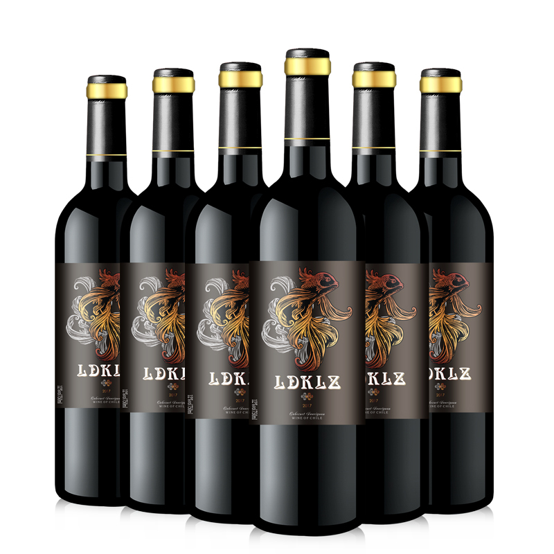 【领劵减200元】【6瓶装*750ml】智利原酒进口 兰德酷路泽福鱼干红葡萄酒