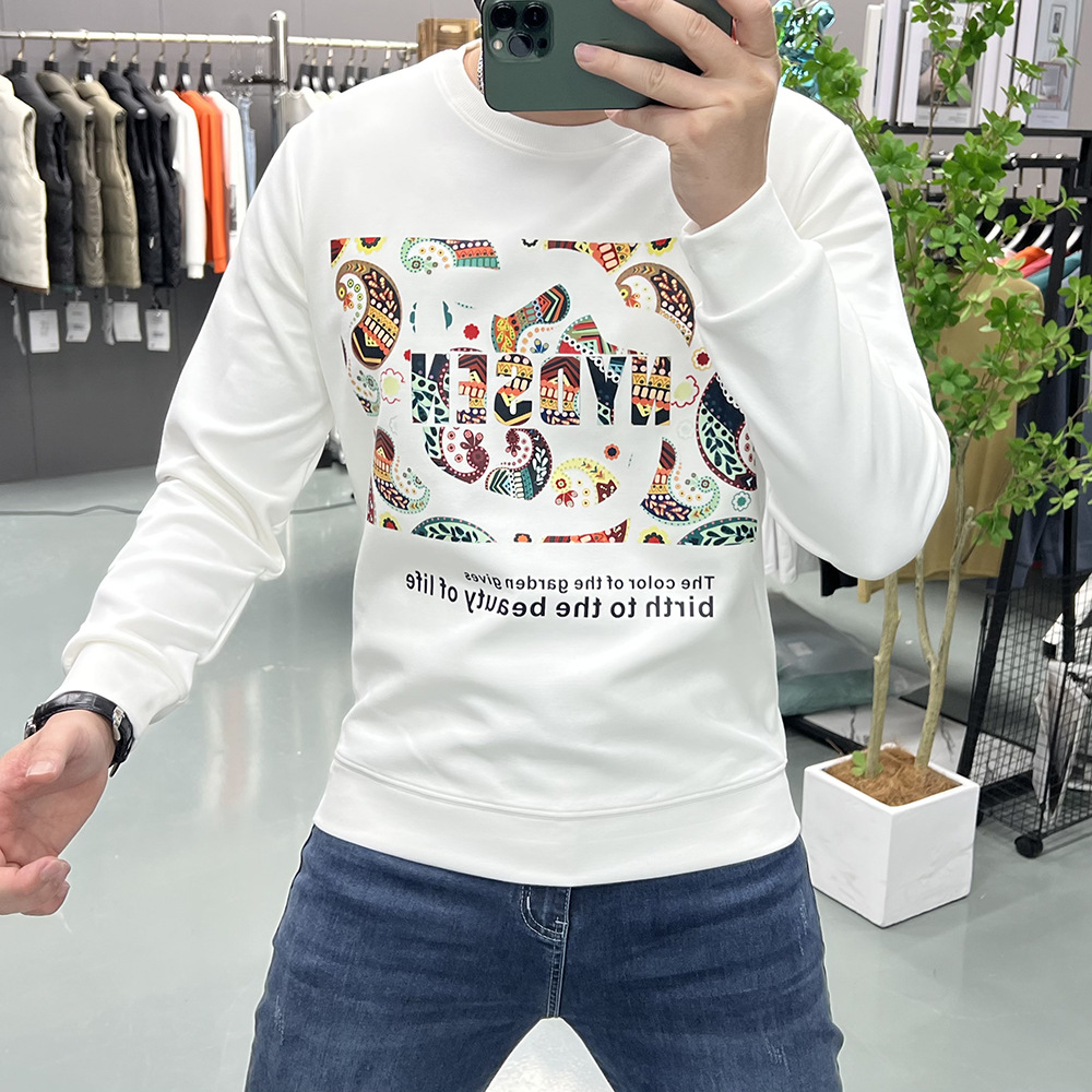 欧货长袖体恤男装打底衫卫衣印花时尚潮流字母圆领修身体恤衫上衣_72