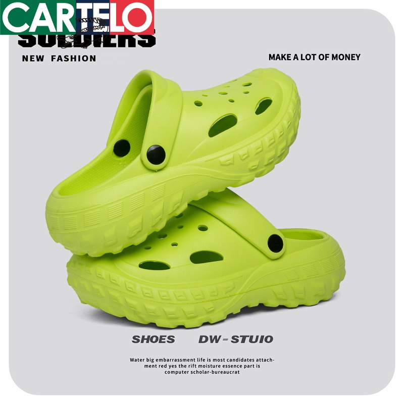 线下专柜同款卡帝乐鳄鱼cartelo新款情侣款洞洞鞋花园鞋两用沙滩拖鞋