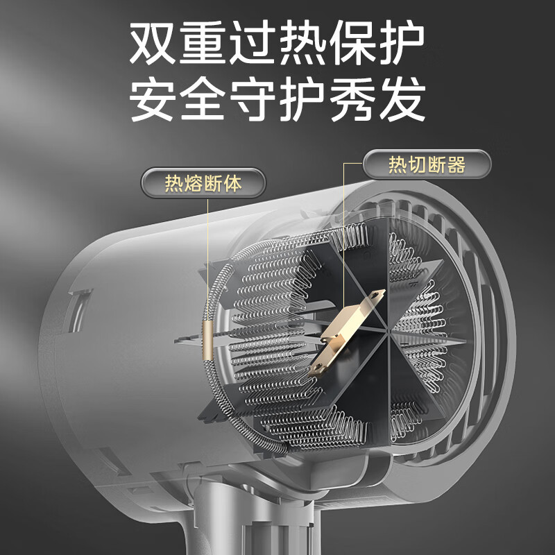 美的 FJ2负离子护发不伤发1600W大功率速干恒温电吹风 258*105mm高清大图