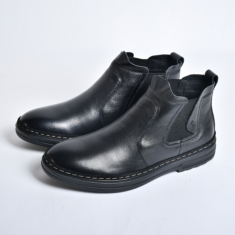 新一名集团商务执勤男黑色办公巡逻鞋粗跟工作鞋单位男单皮鞋