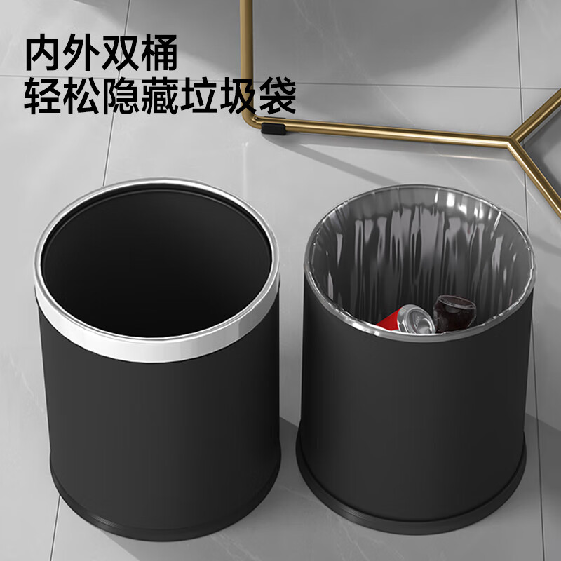 五月花WYH-GB215 双层烤漆金属垃圾桶高清大图