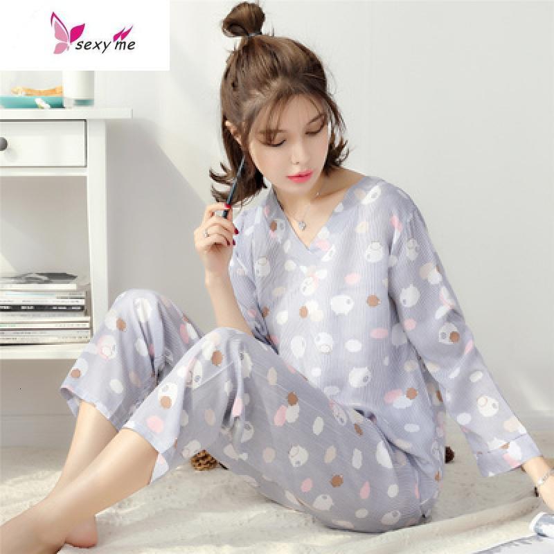 梭织棉绸睡衣女士春季绵绸薄款人造棉家居服 fish basket