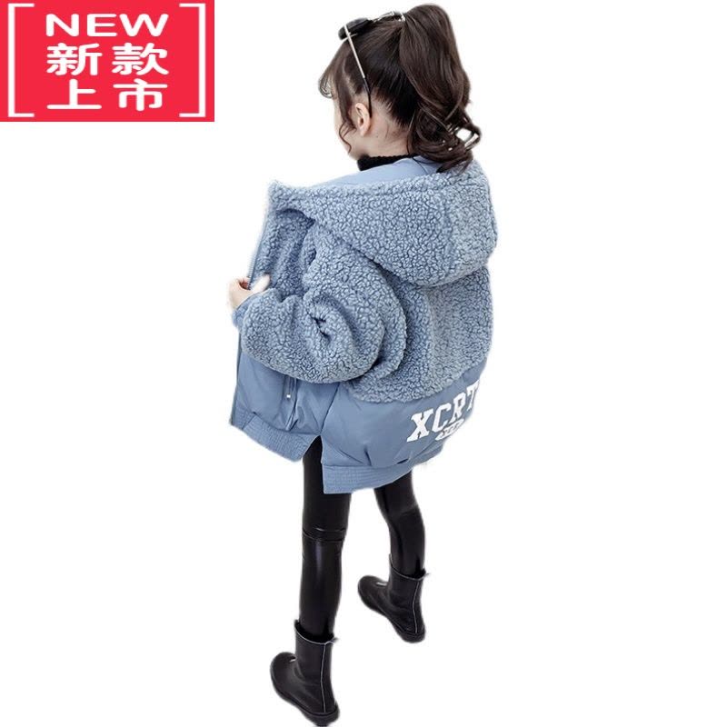 可莉允女童羊羔毛加绒外套秋冬装2022新款中大童洋气小女孩棉衣加厚卫衣棉服图片