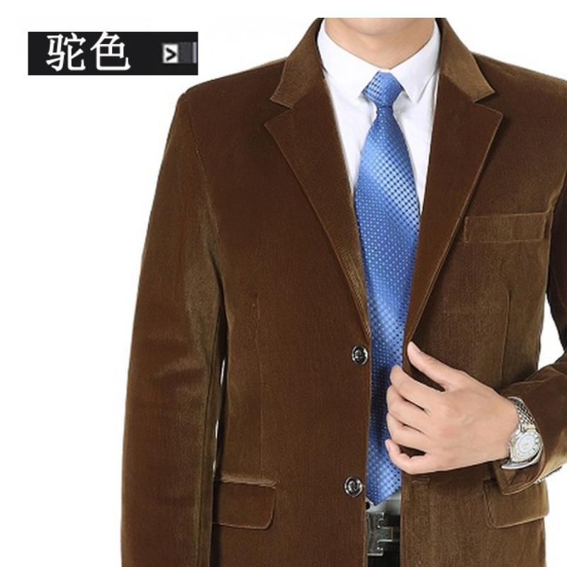YUANSU春秋装西服外套中年男士灯芯绒西装单件上衣40岁50中老年人爸爸装夹克