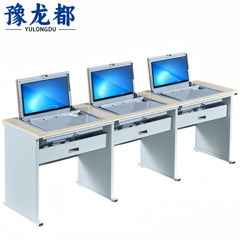 豫龙都翻转电脑桌3人张高清大图