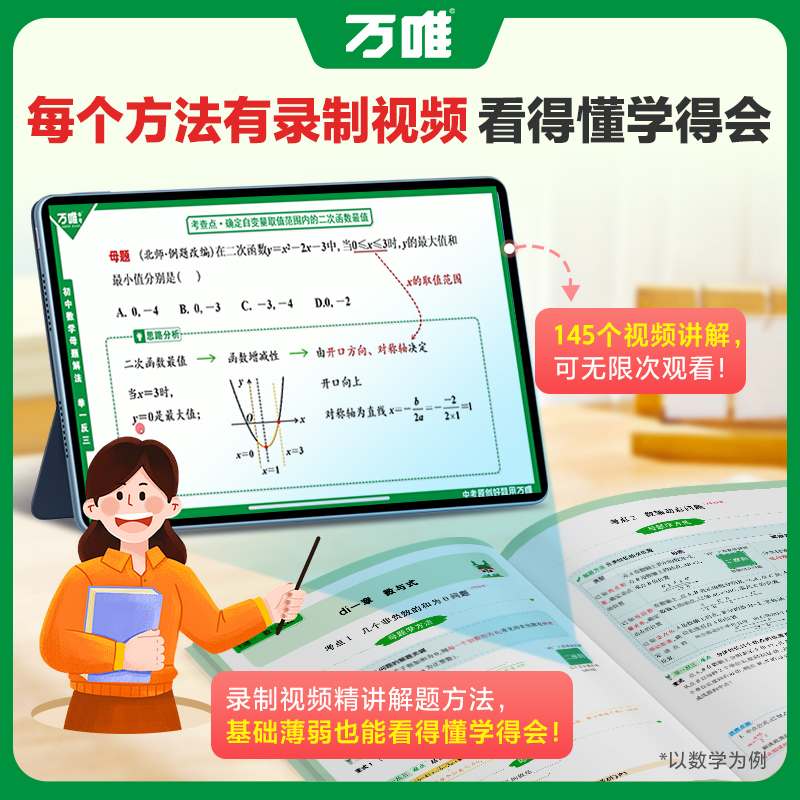 [数学]全国通用 初中通用 [正版]2025新解题方法数学物理化学小四门基础知识母题解法题思维方法大全七八九年级政治历史