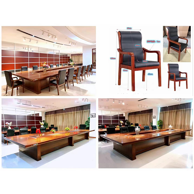 匡大会议桌5.5米油漆会议桌H1705F-5500（5500W*2200D*780H 带花槽）高清大图