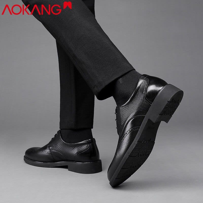 奥康男鞋商务正装皮鞋布洛克雕花男鞋韩版低帮牛皮休闲单鞋新郎结婚鞋图片