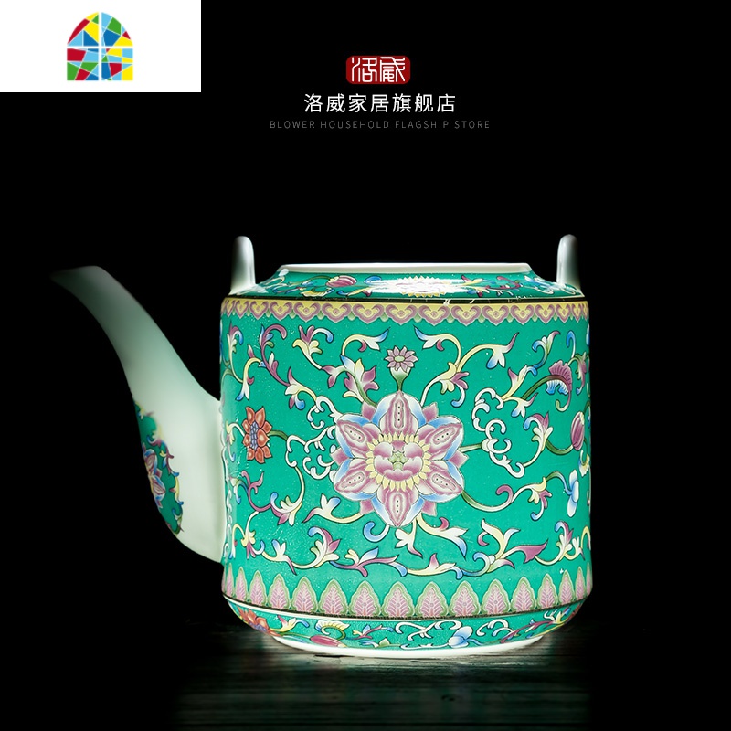 陶瓷凉水壶茶壶家用中式老式仿古可高温大号容量茶壶珐琅彩冷水壶 FENGHOU PH0081珐琅彩(中国红)中号高清大图