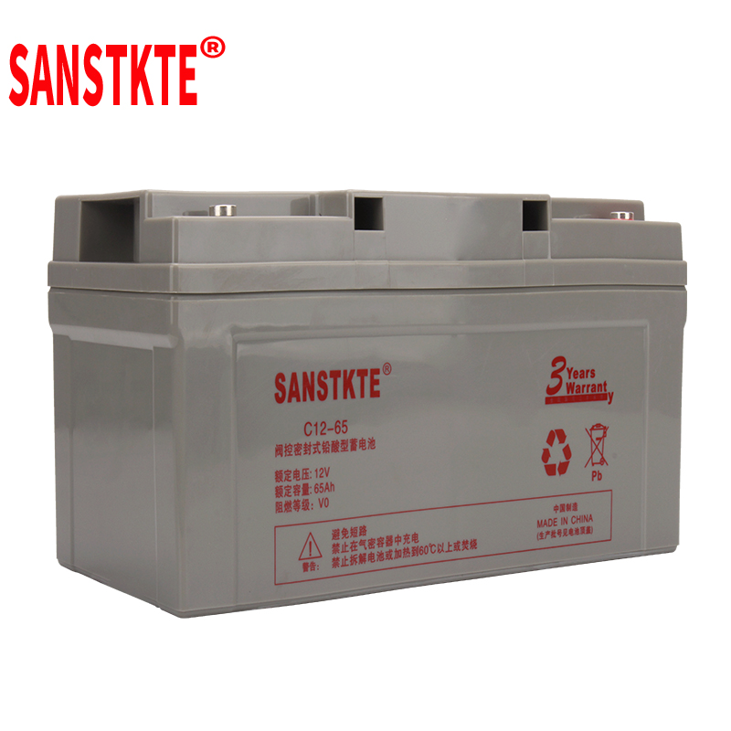 SANSTKTE胶体铅酸免维护蓄电池UPS电源12V65AH安防通信照明监控EPS门禁直流屏C12-65高清大图