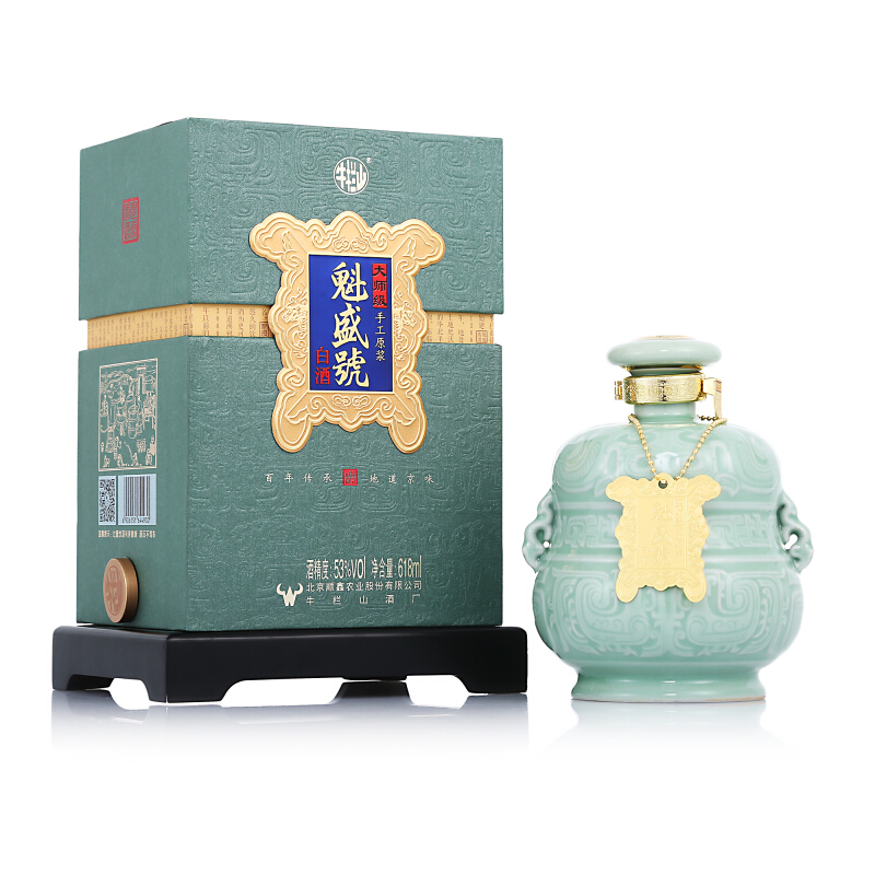 牛栏山二锅头 魁盛號 大师手工原浆 清香型 白酒 53度 618ml*4瓶 整箱装高清大图