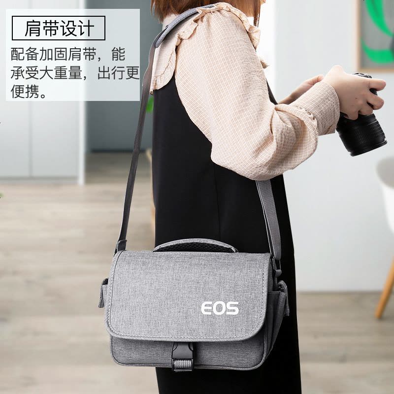 适用佳能单反相机包女尼康数码收纳包微单袋男镜头保护套摄影单肩200d便携内胆 便携相机包【灰色☆中号】送清洁装3件套图片