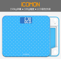 沃莱(ICOMON) 电子秤 人体秤体重秤 BG223L 称体重测BMI 蓝色屏显 玻璃面板 蓝色