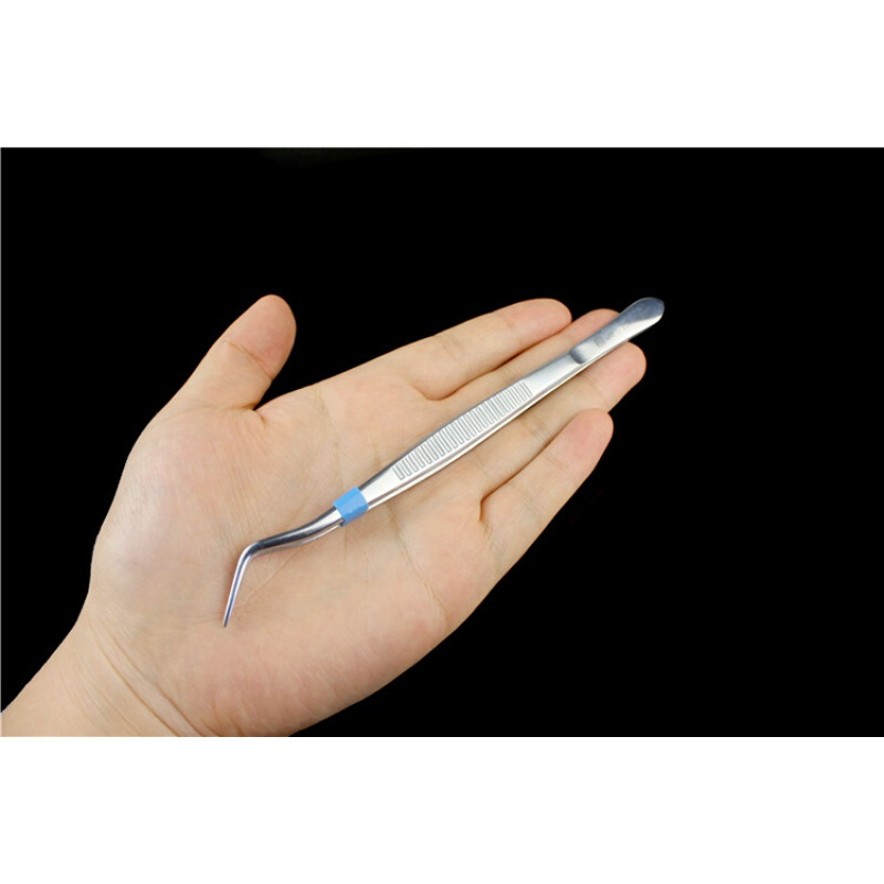 huatrau上海医疗器械厂 jz 金钟口腔科手术器械 304不锈钢 弯镊子 牙