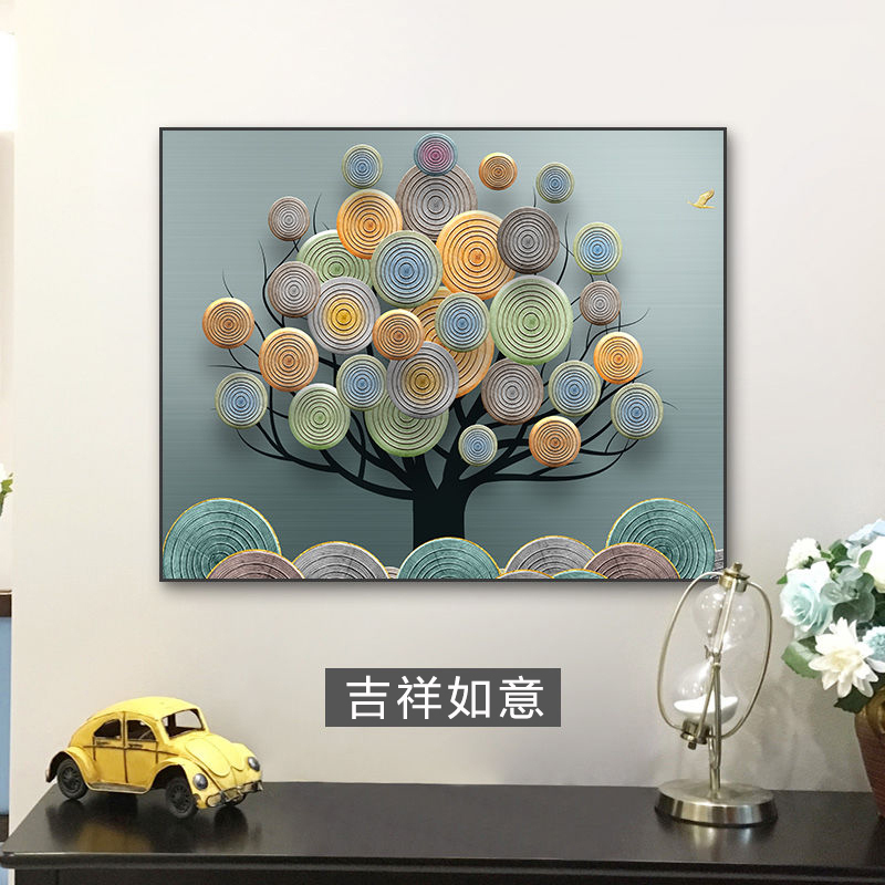 [苏宁好货]电表箱装饰画免打孔挂画总开关电闸盒现代简约配电箱遮挡 祥和 55*45