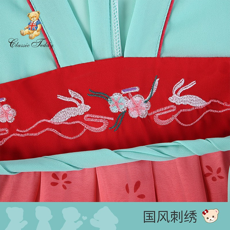 精典泰迪童装女童连衣裙女孩汉服宝宝中国风长裙中大童夏季唐装新款