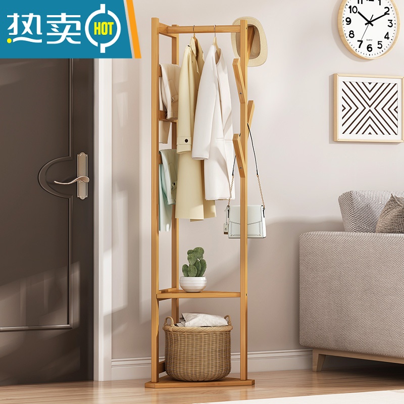 敬平挂衣架落地卧室内好物家用包晾衣服简易多功能衣帽间小型置物架子 茶色-小号晾晒架高清大图