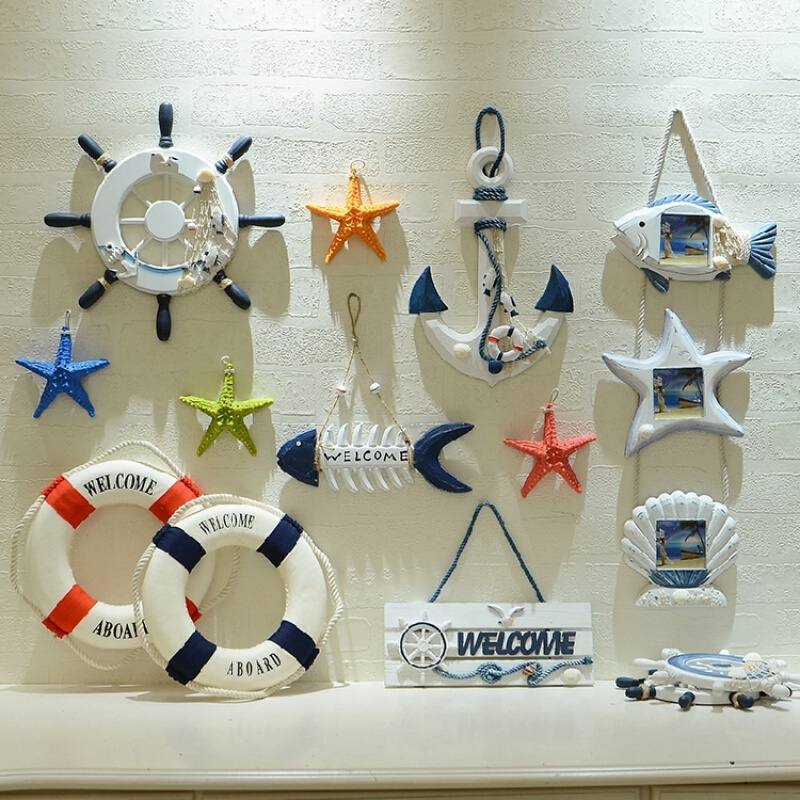 18新款时尚家居墙壁墙面装饰地中海渔网船舵航海挂件摆件挂件挂饰墙上