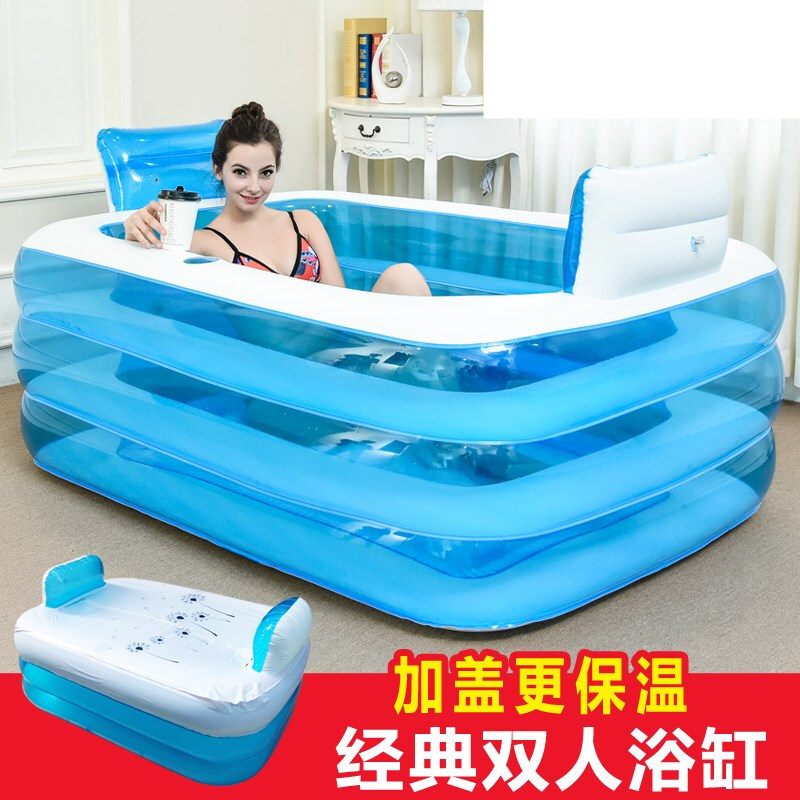 浴缸双人浴缸加厚情侣家用泡澡折叠嵌入式冲浪按摩小户型加热保暖欧式加大五件套款二环1.1米脚泵波迷娜BOMINA高清大图