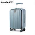 汉客铝框前开盖登机行李箱女20寸侧开旅行密码箱大容量拉杆箱男24 20寸 环保灰