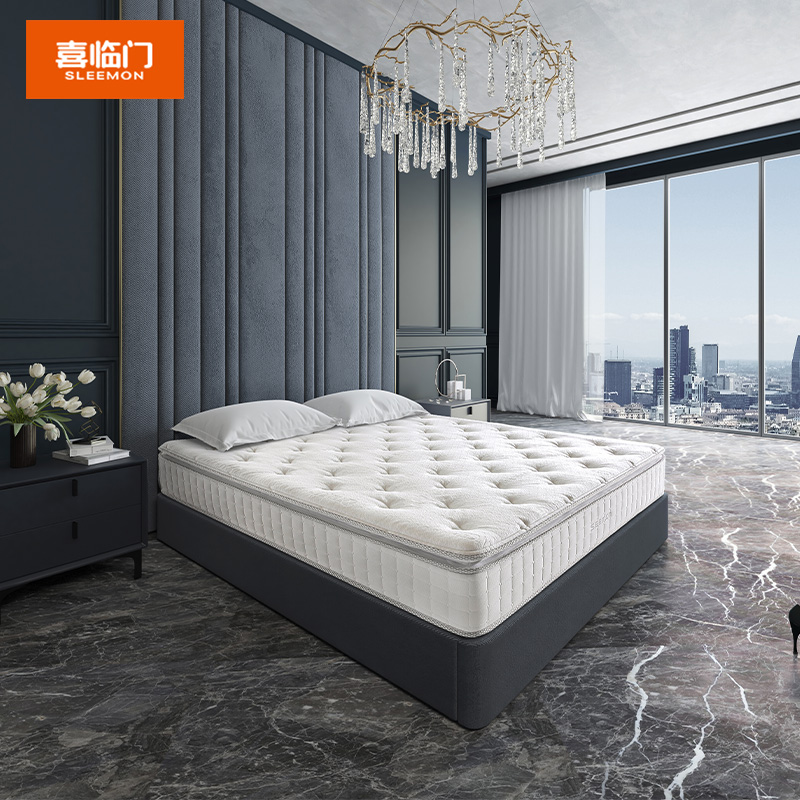 喜临门天然乳胶弹簧席梦思进口乳胶黄麻垫抗菌防螨床垫白骑士