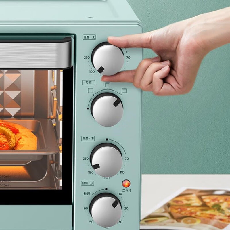 美的(Midea) 家用多功能电烤箱上下独立控温 4管加热旋转烧烤便捷旋控25-40L 浅绿PT35C1高清大图