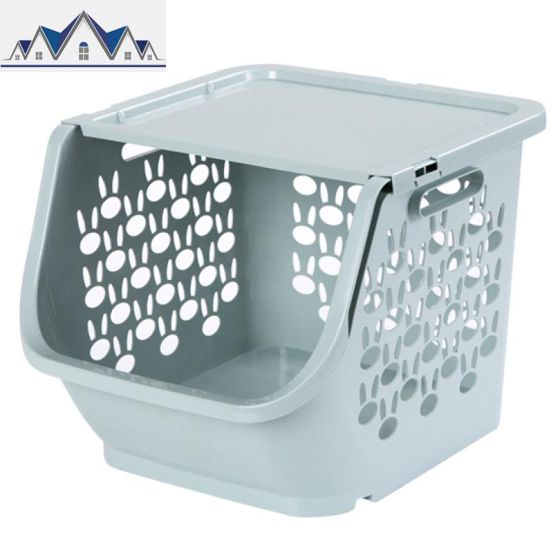 厨房蔬菜置物架收纳筐塑料零食水果篮子家用杂物落地多层储物篮 三维工匠收纳篮 D-北欧蓝