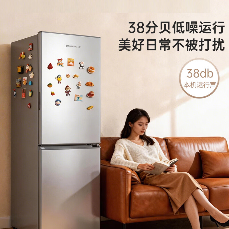 上菱 183升双门冰箱 低温补偿 节能低音 持久锁冷保鲜 冷藏冷冻小型家用两门电冰箱 BCD-183D铂银高清大图