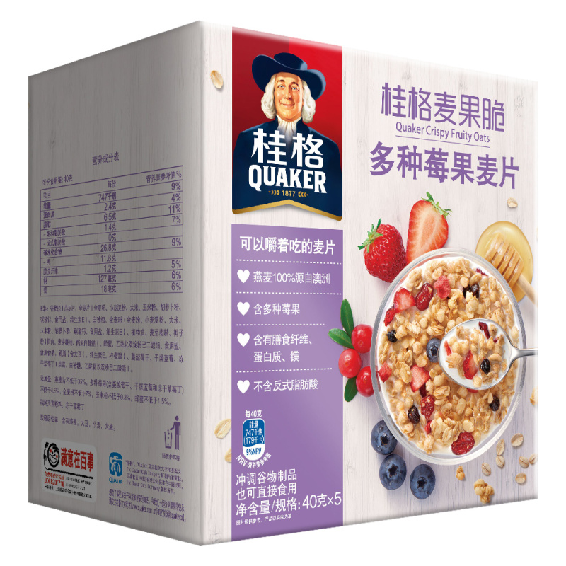 桂格麦果脆多种莓果麦片-盒装200G